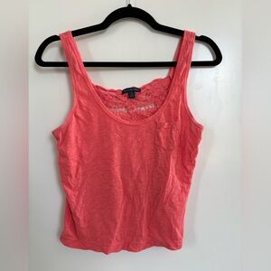 American Eagle Outfitters Coral Crochet Tank Top